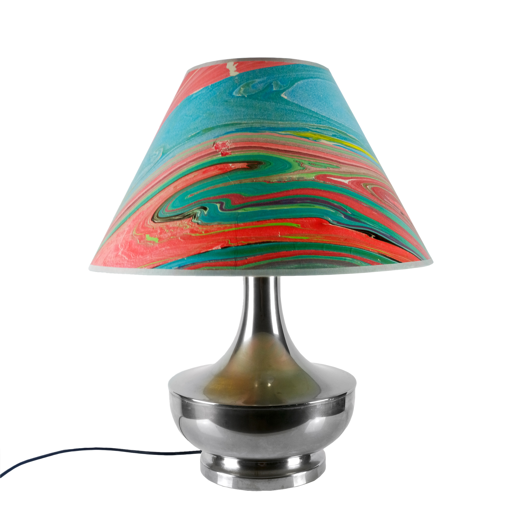 Lampe de table en métal argenté – Italie 1970