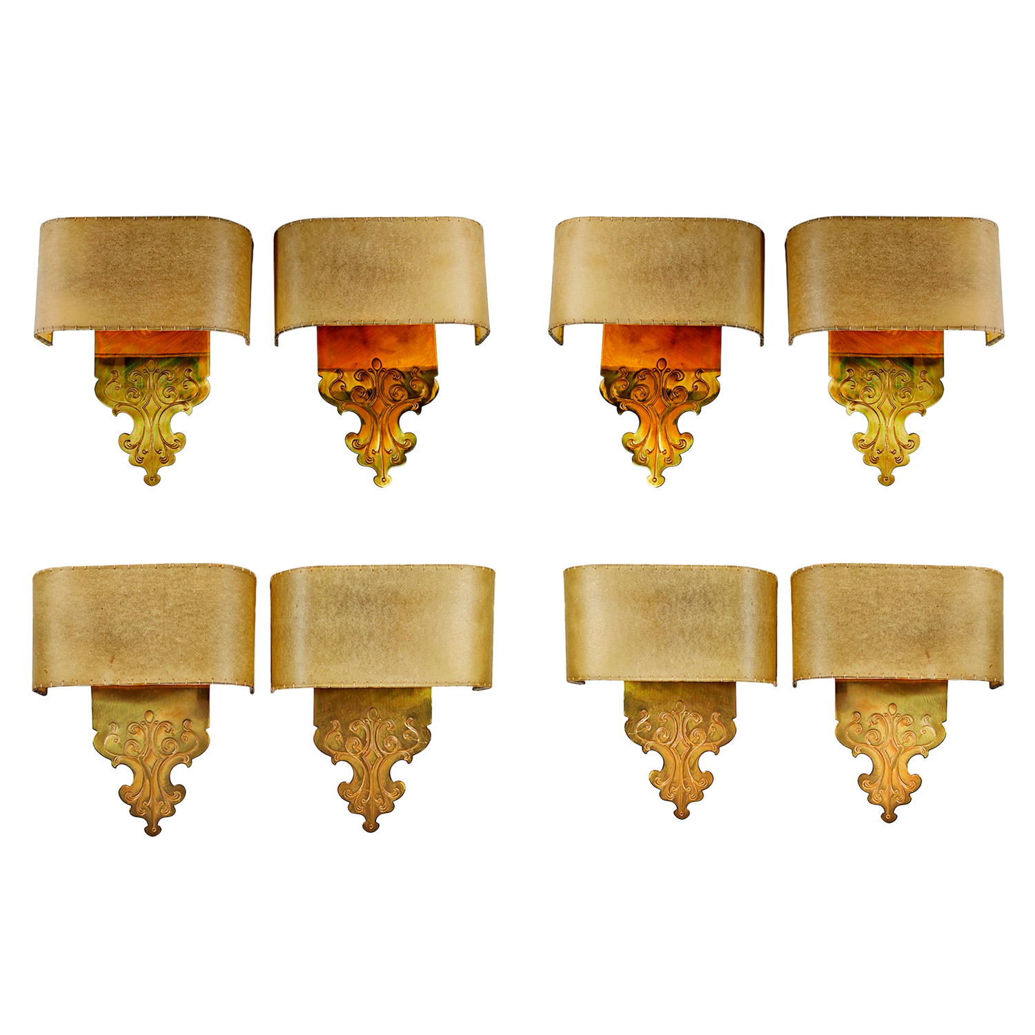 Set of 8 brass sconces - Spain 1960