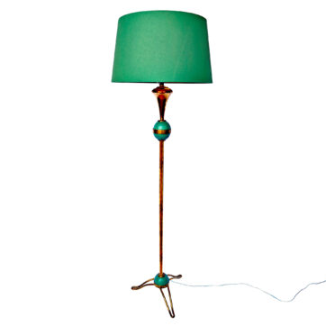 Polished brass standing lamp - France 1950