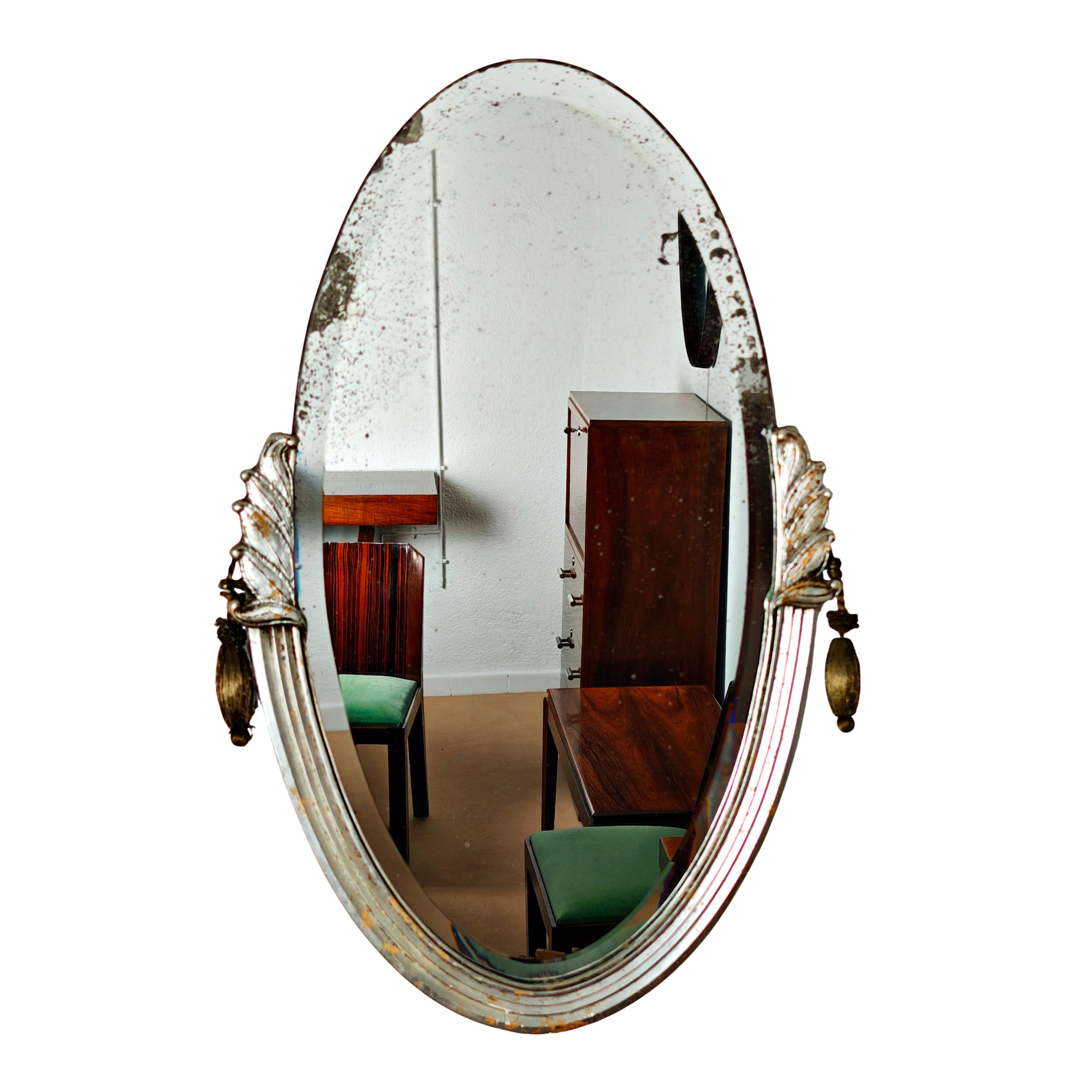Small oval Art Deco mirror - France 1925