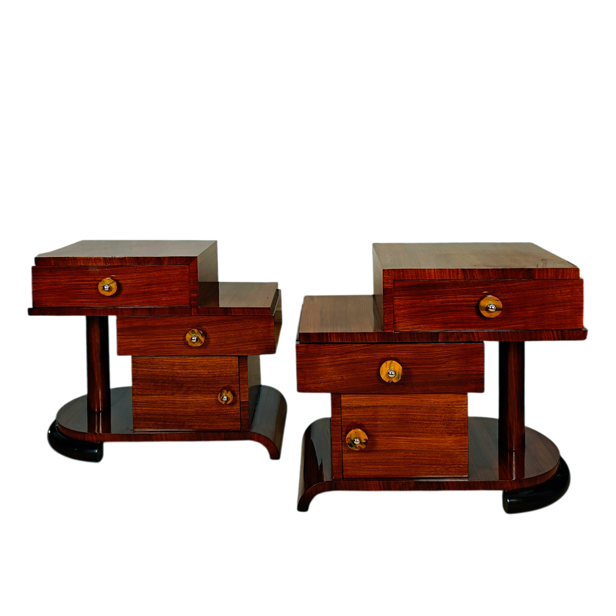 Pair of Art Deco cubist bedside tables - Barcelona 1930