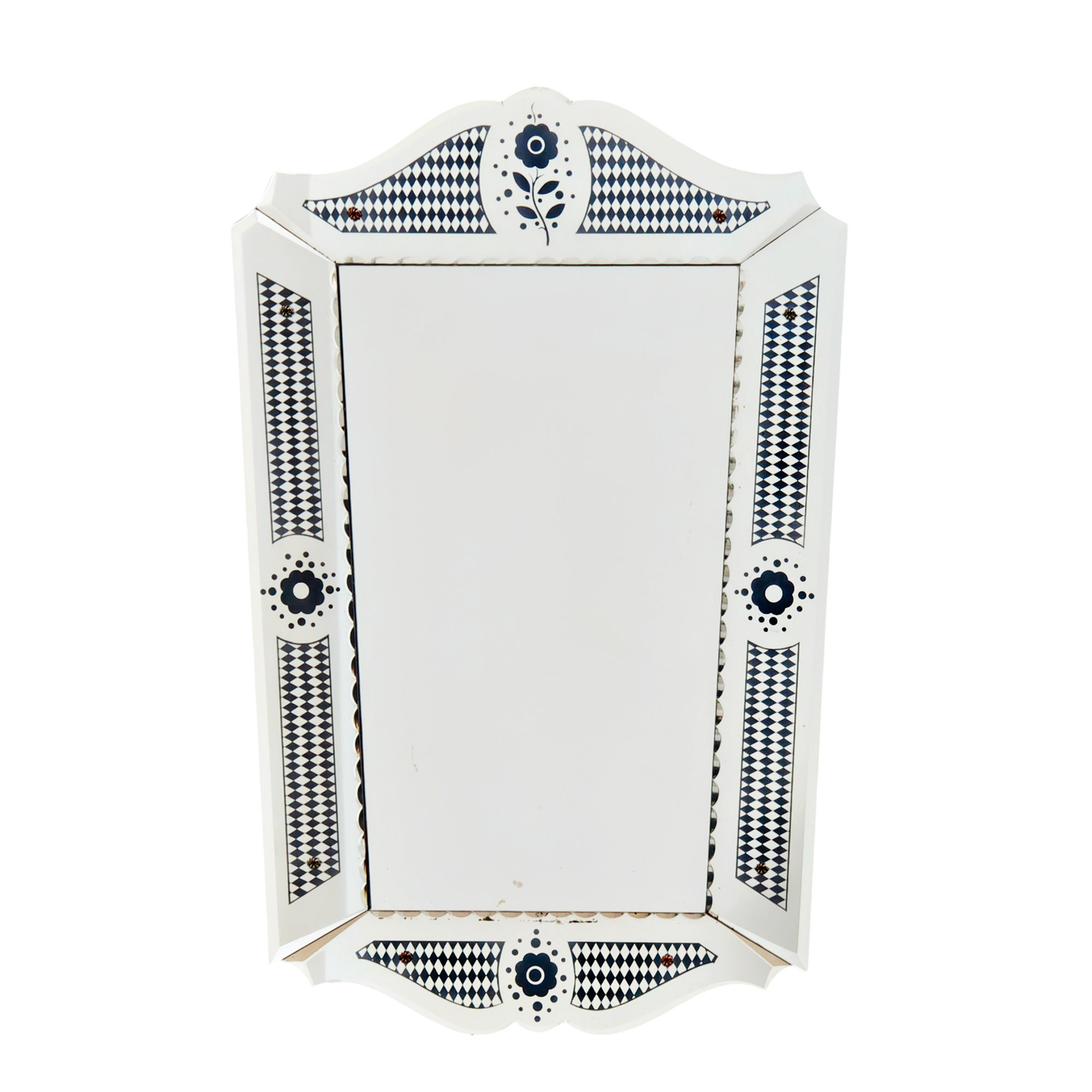 Acid etched decorated miror - France 1940