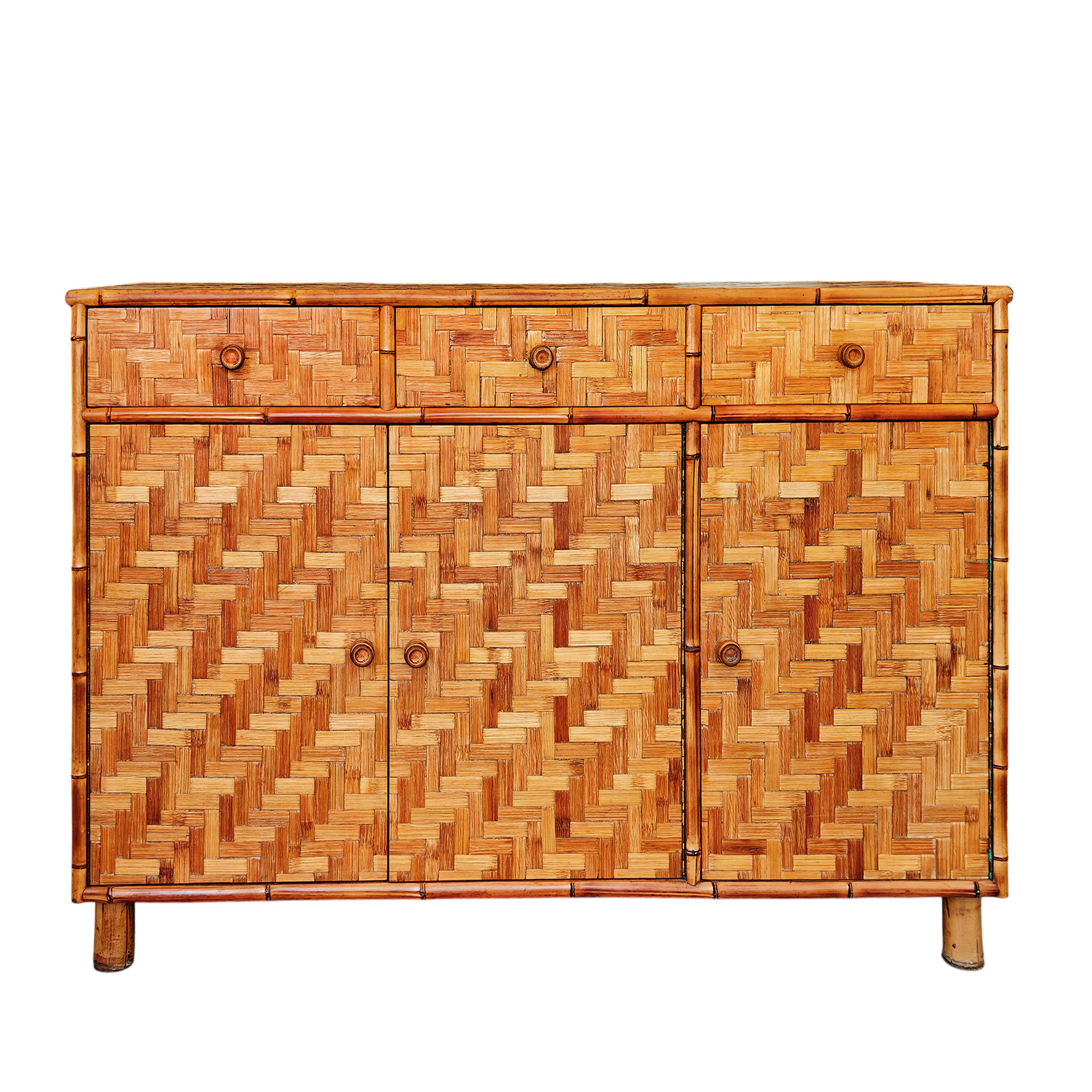 Sideboard with bamboo marquetry - Italie 1970